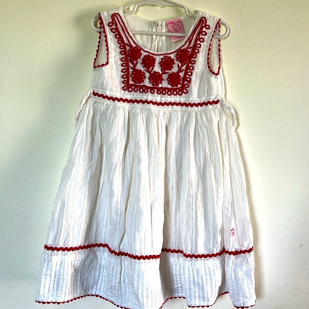 100% Cotton Girls Sundress with Beautiful Embroidery Details, Girls Sz 5T - Picture 3 of 9